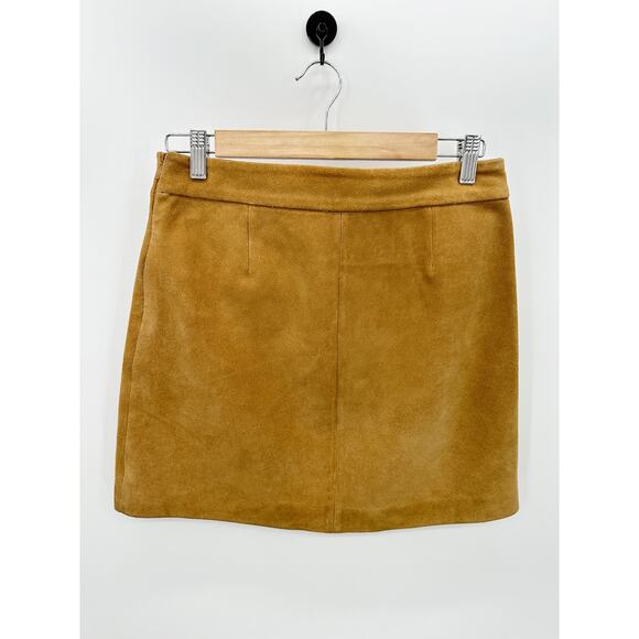 Karl Marc John Mini Skirt Women Small Tan Brown Leather Zip Detail Festival Boho - Picture 2 of 10